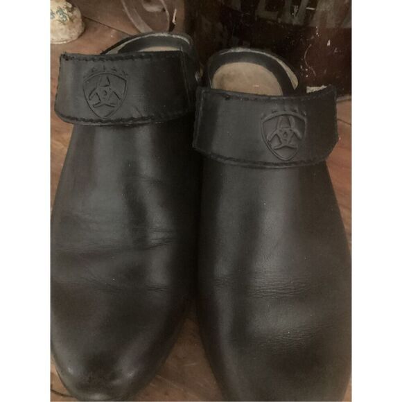 ARIAT Santa Cruz Slingback Mules Clogs Sz 7B Black Leather - Picture 3 of 9